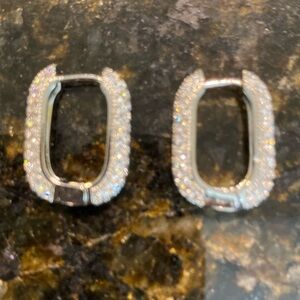 Women’s costume, silver rhinestone Square earrings